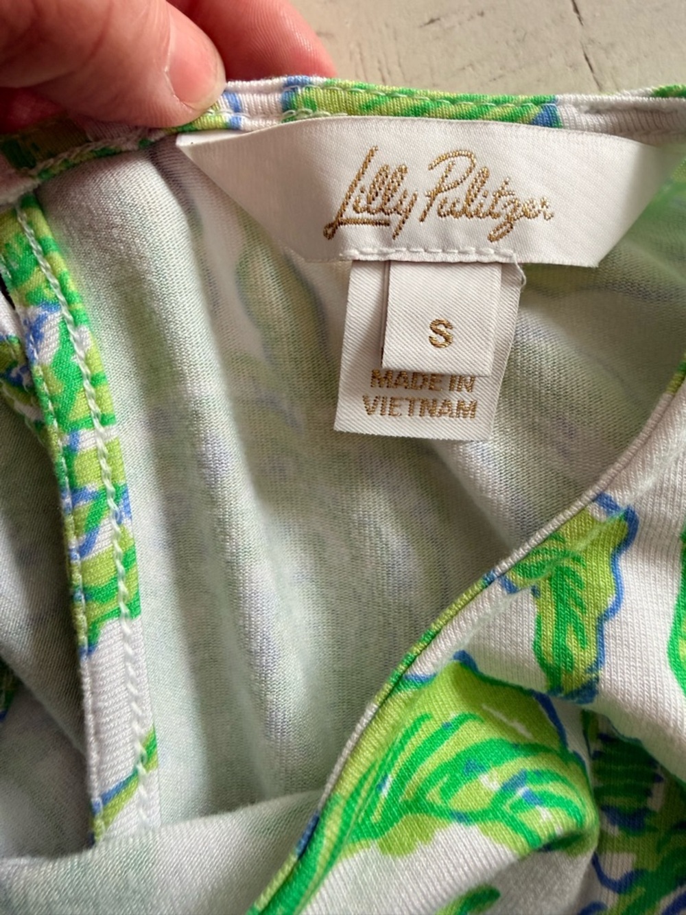 Lilly Pulitzer White Dress with bright green and blue print - Picture 4 of 7